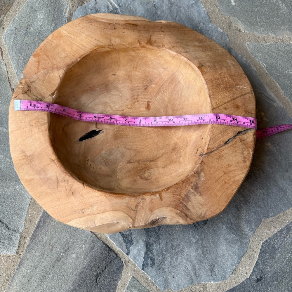 New🌟Anthropologie-Teak Root Round Bowl Planter, 16" - Picture 8 of 13